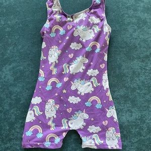 Gymnastics unicorn leotard.